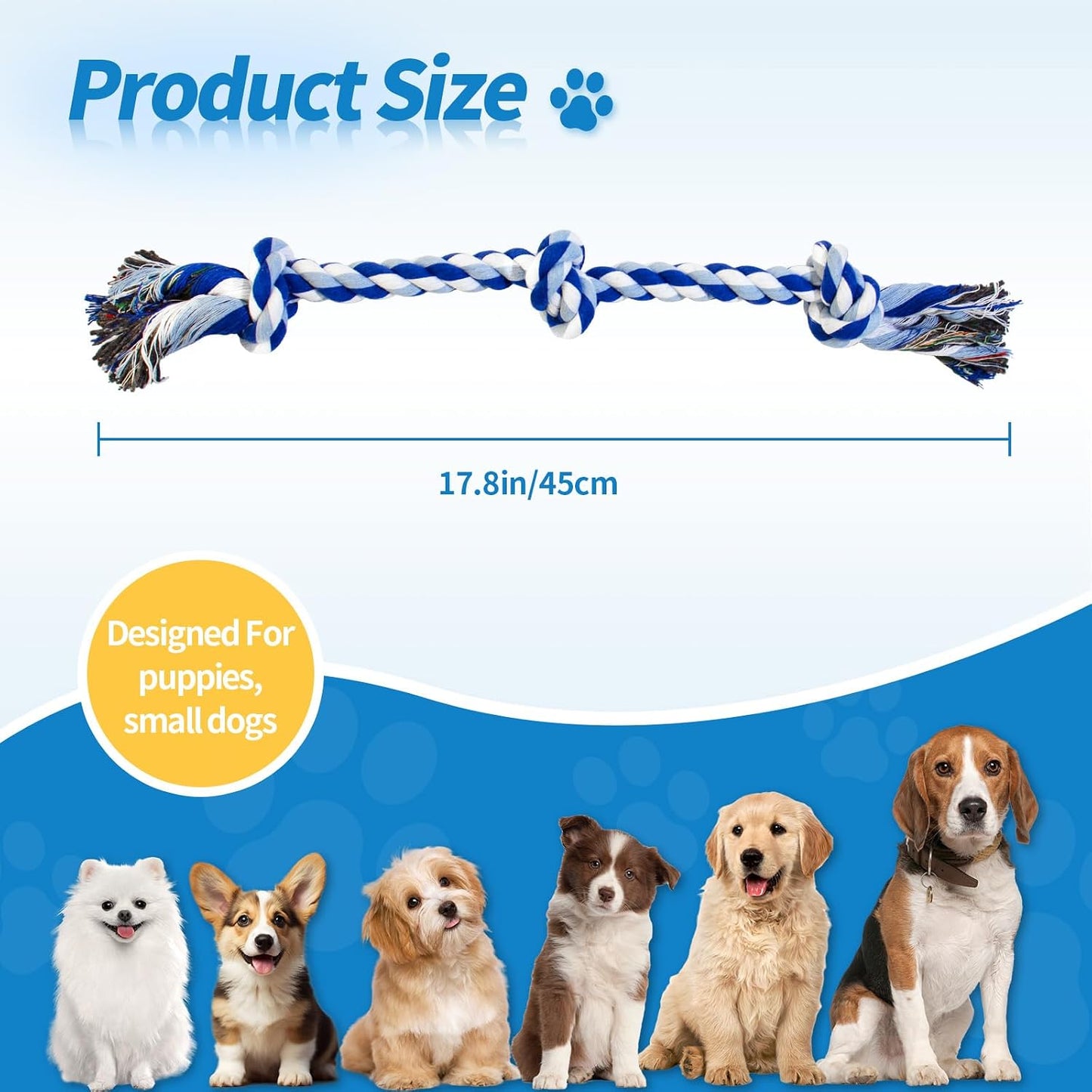 Two durable cotton pet tug toys by WDZZHOT displayed together for medium-sized dogs.