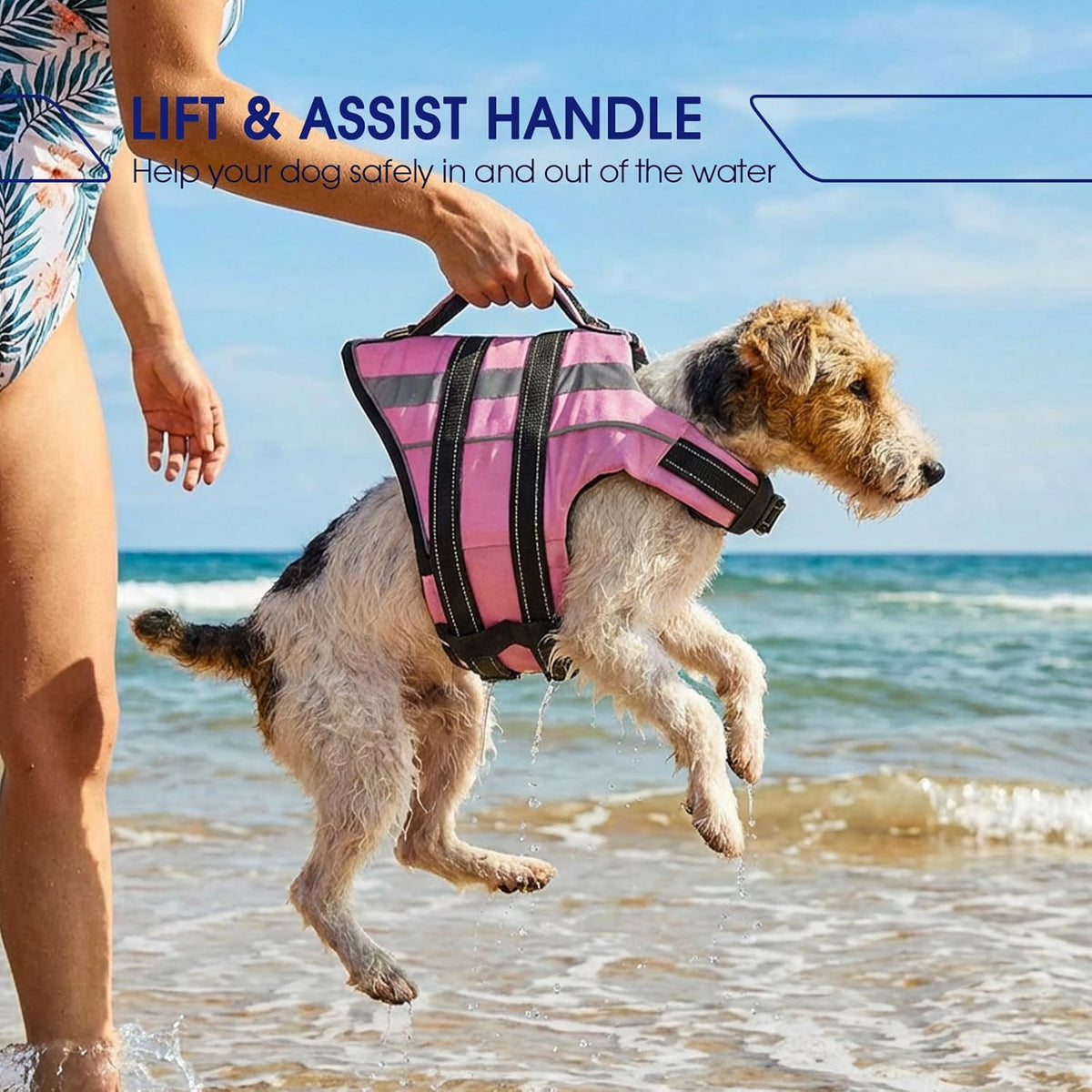 FUAMEY reflective dog safety vest showcasing the secure neck fastener