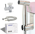 Vayzluiy handheld toilet bidet sprayer in brushed nickel finish with hose and wall mount.
