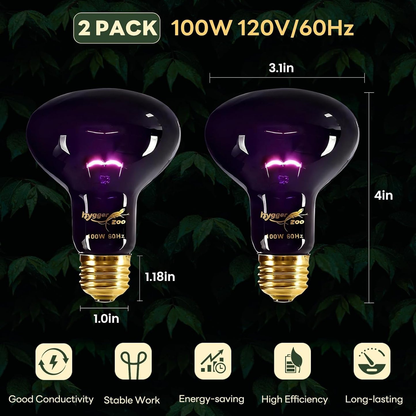Durable nocturnal habitat light bulb for turtle and gecko enclosures