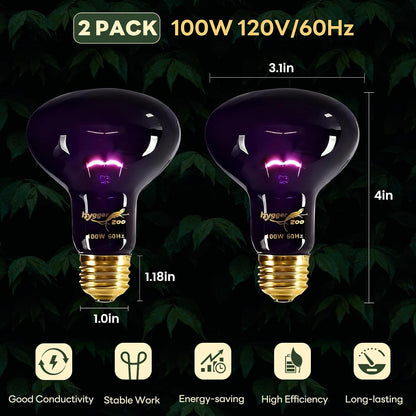 Durable nocturnal habitat light bulb for turtle and gecko enclosures