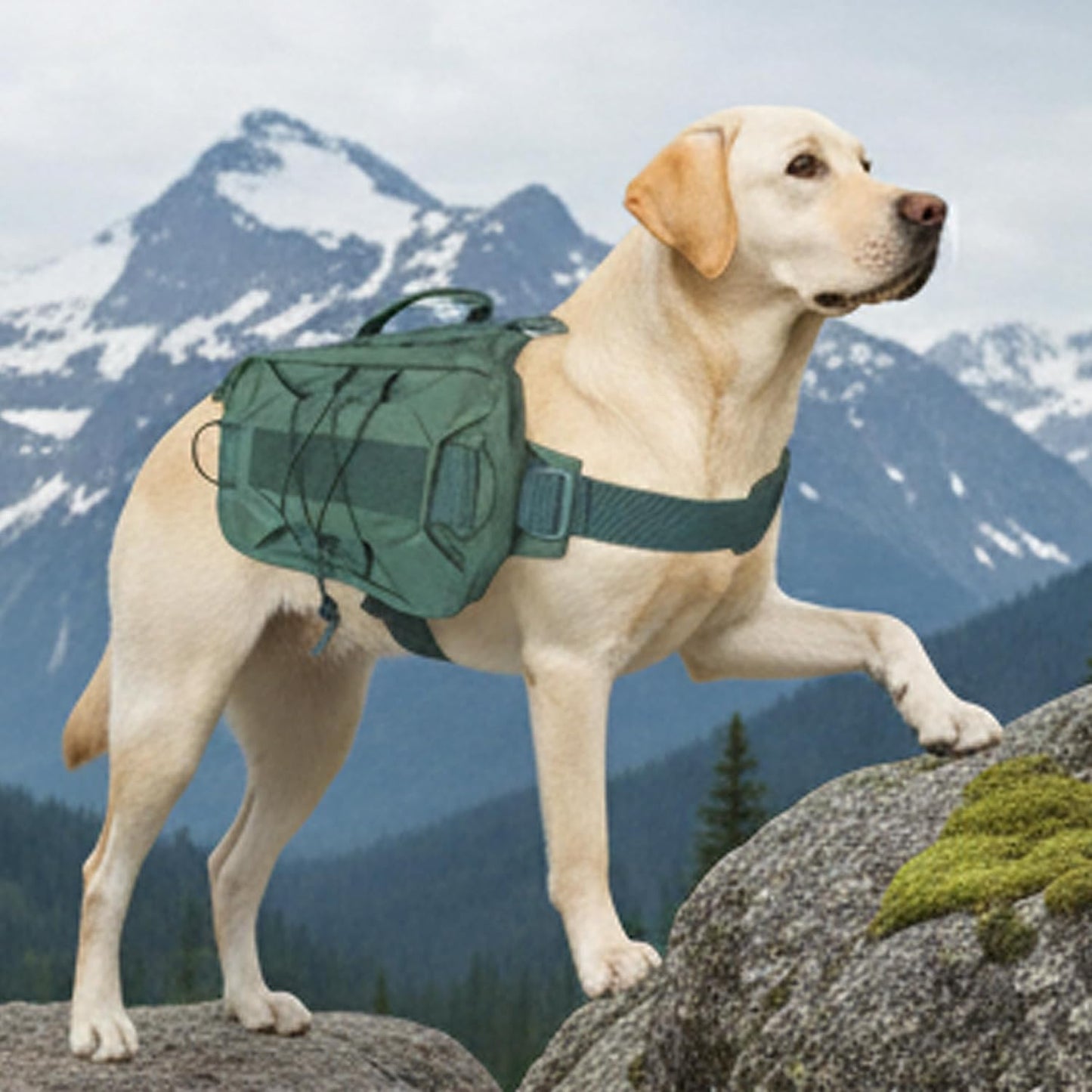 Premium 900D waterproof polyester material texture on green dog backpack