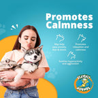 Four pack of Heavenly Hounds dog anxiety relief treats on a plain background