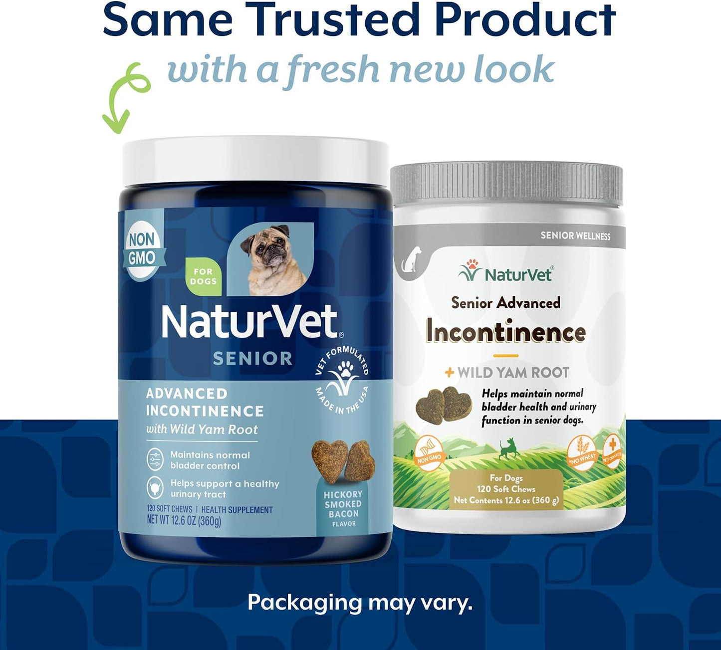 NaturVet dog bladder control supplement bottle showing ingredients and botanical benefits.