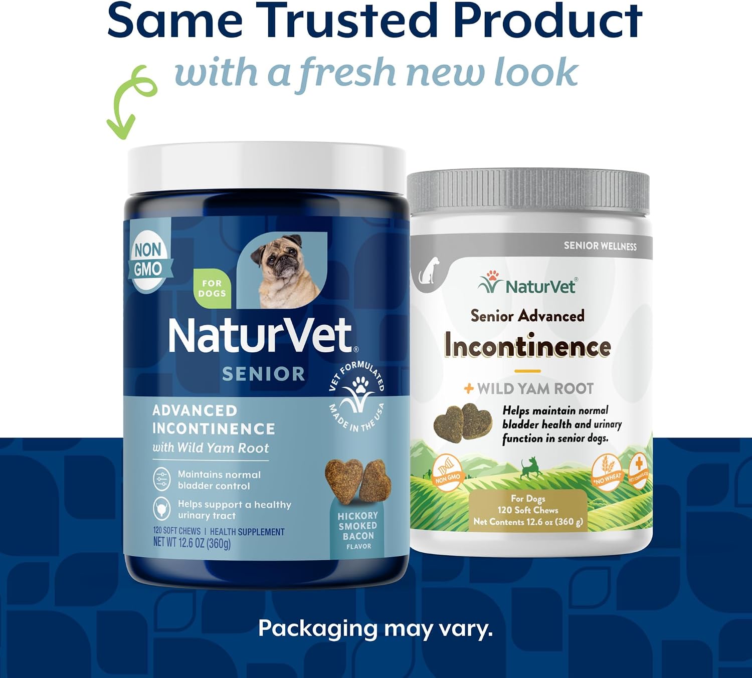 NaturVet dog bladder control supplement bottle showing ingredients and botanical benefits.