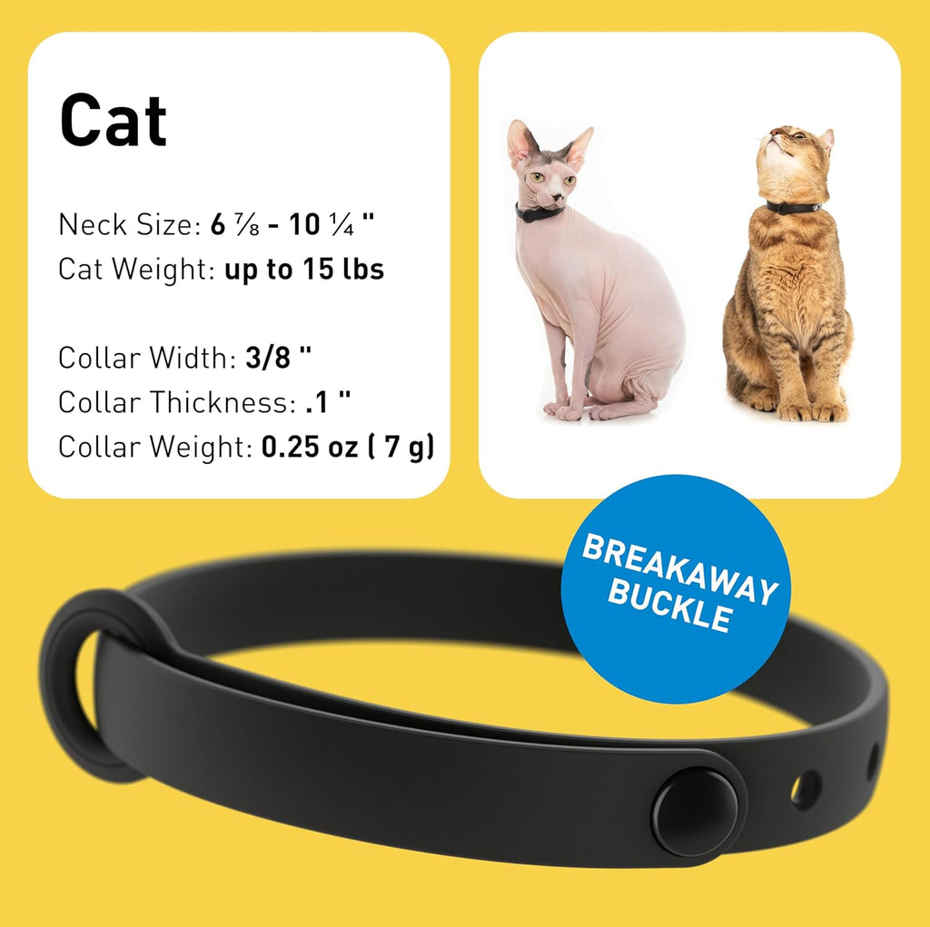 Nuvuq soft lightweight rubber pet collar in black with integrated id tag ring