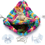 Qwr double-layered reptile hammock front view hanging in terrarium