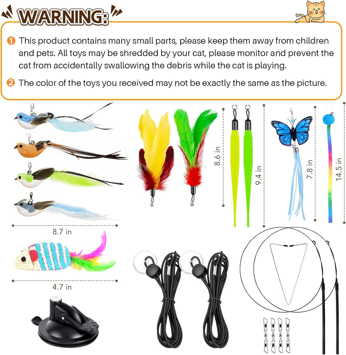 Authentic Rixzrt cat entertainment set packaging showcasing the diverse replacement feathers.