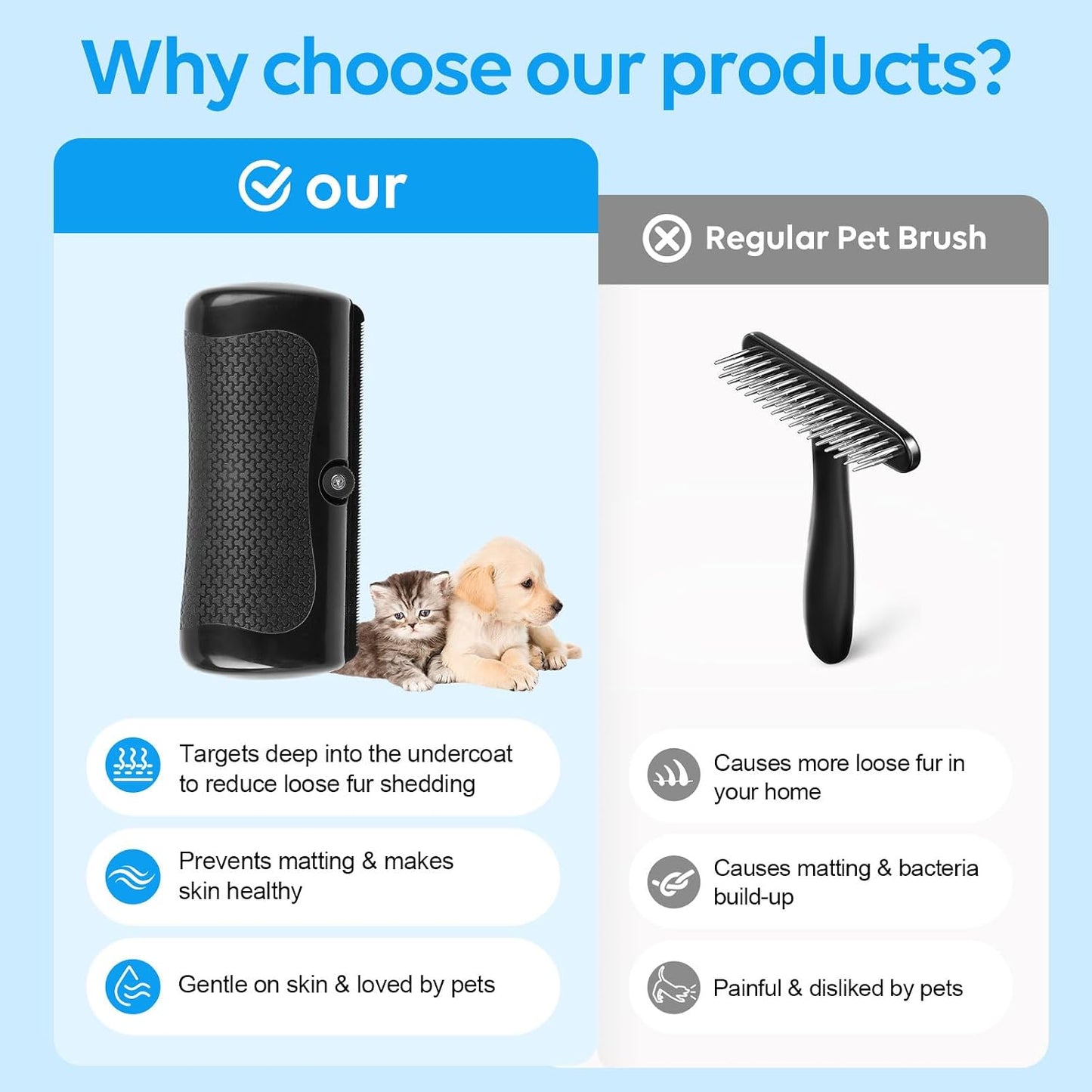 Adiwo hair remover tool effectively grooming a long haired domestic cat.