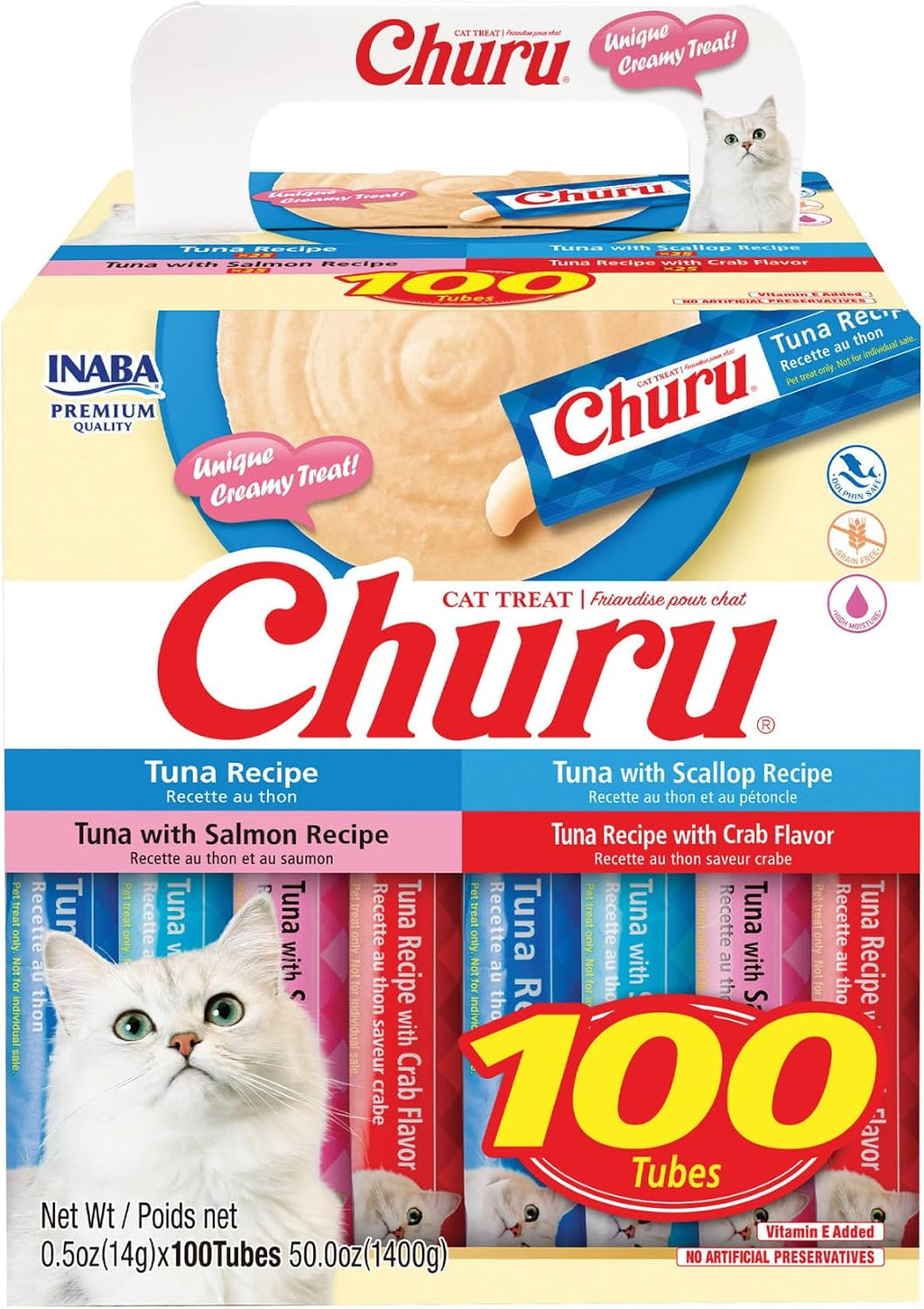 INABA Churu Cat Treats, Lickable, Squeezable Creamy Pure with Vitamin E, 0.5 Ounces per Tube, 120 Tubes Total, Chicken Variety - Image 12