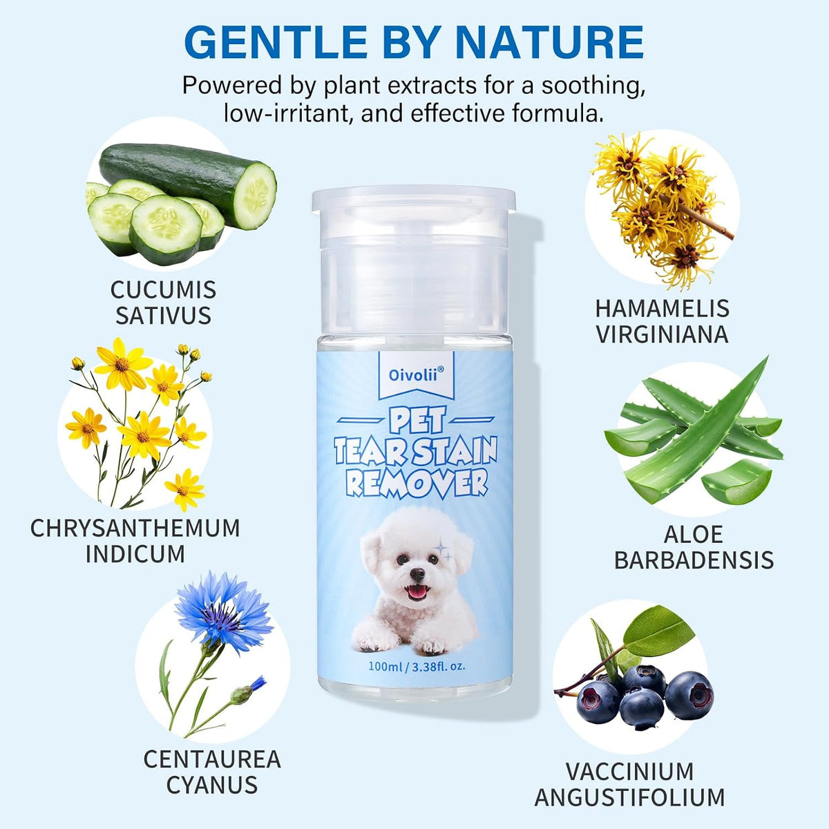 Natural dog eye discharge cleaner bottle back label details