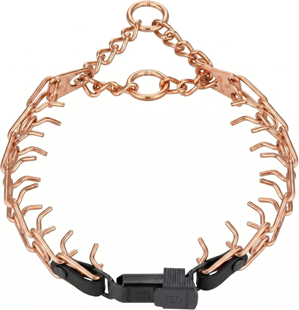 Close up view of the authentic German-engineered short links and hypoallergenic copper alloy material