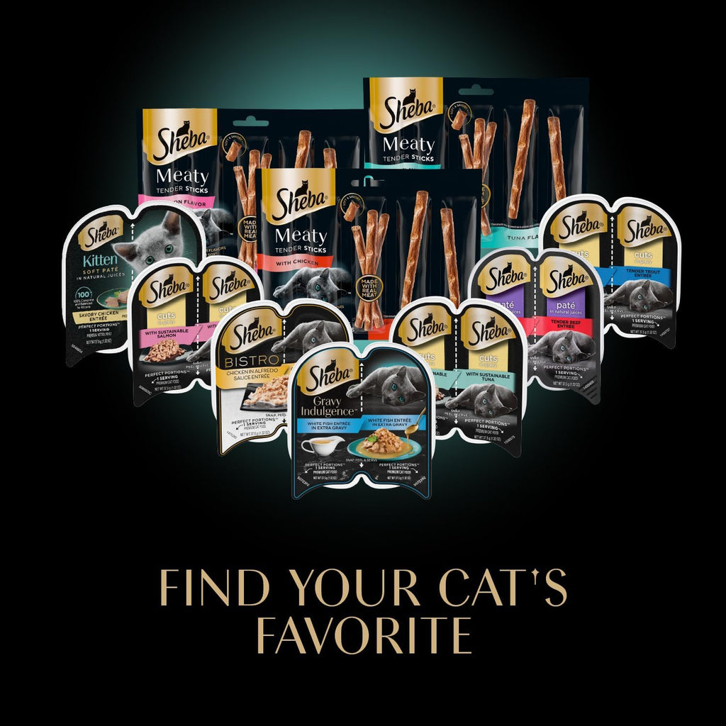 Handheld Sheba premium cat treat tube serving size