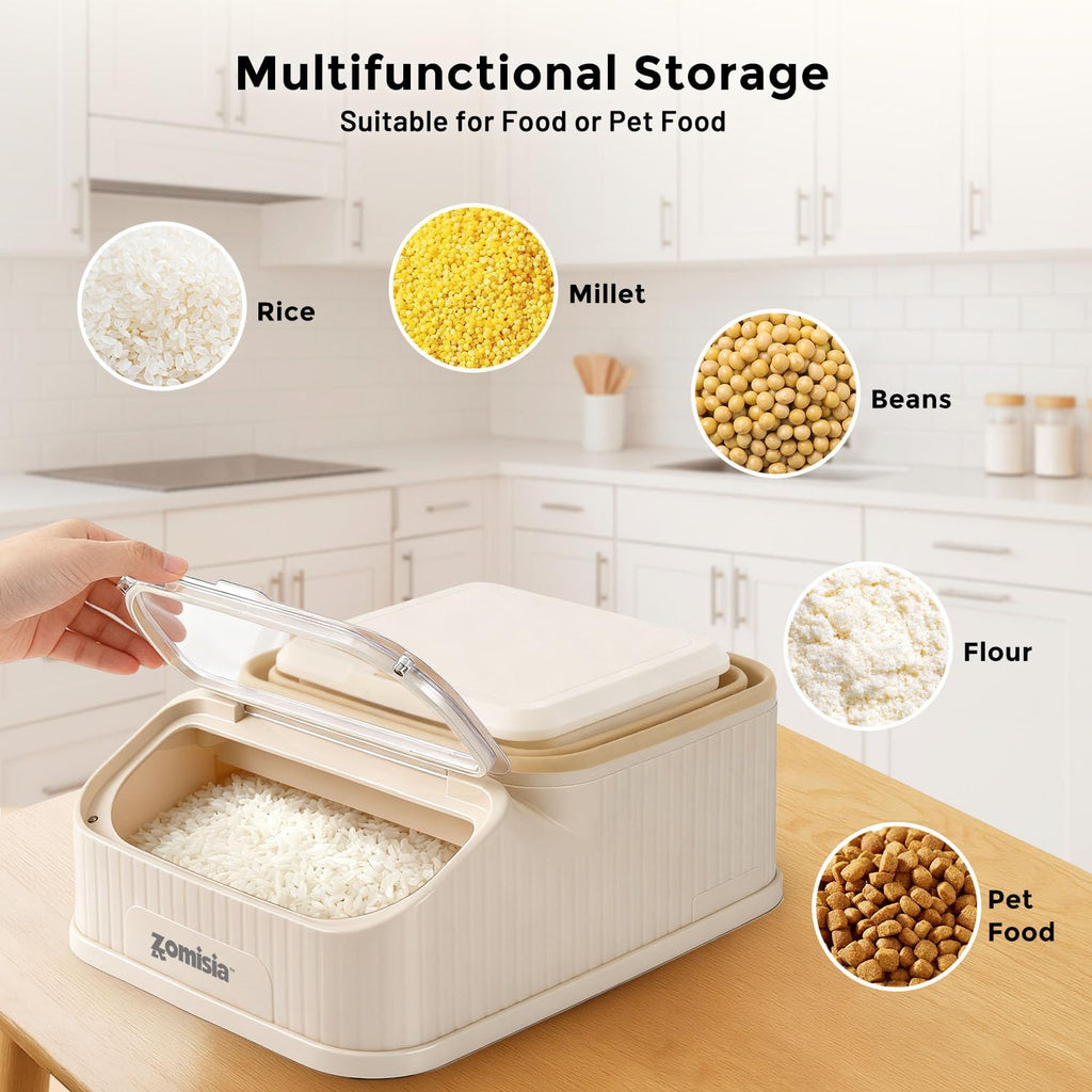 Zomisia storage container with included food scoop