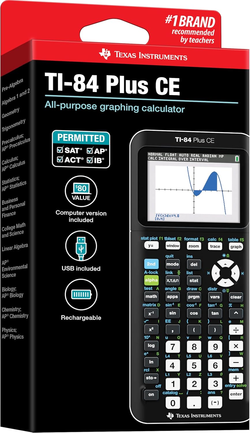 Texas Instruments premium calculus calculator showing the textbook style MathPrint menu display.