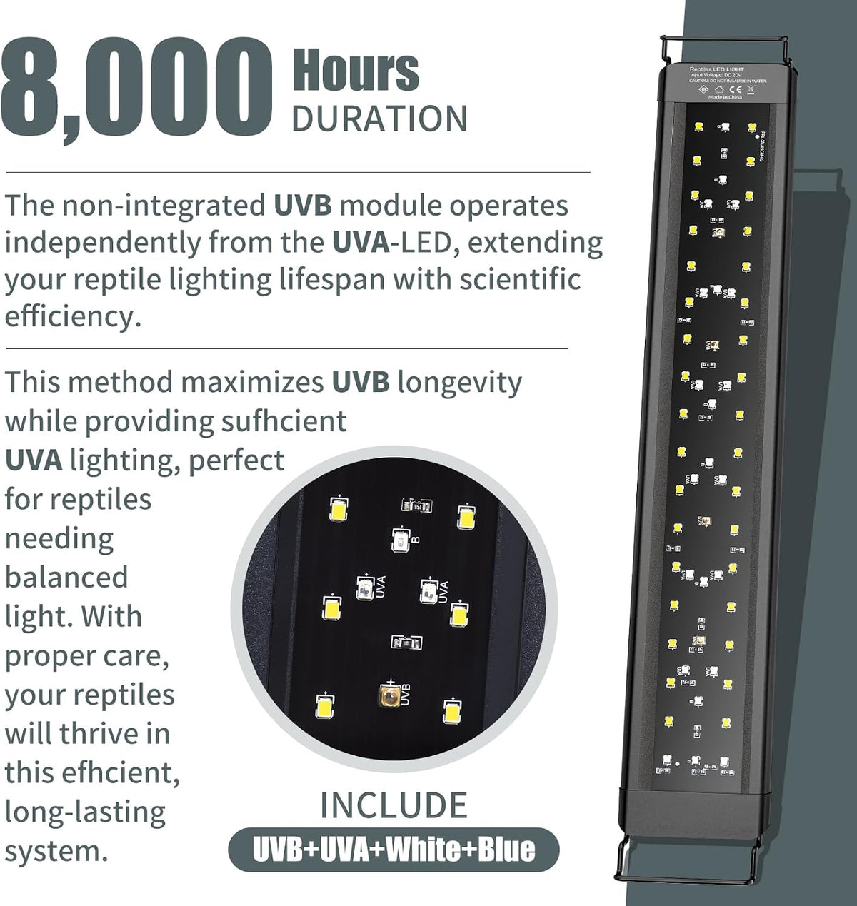Inline controller unit showing 10 dimmable levels and pre-programmed modes