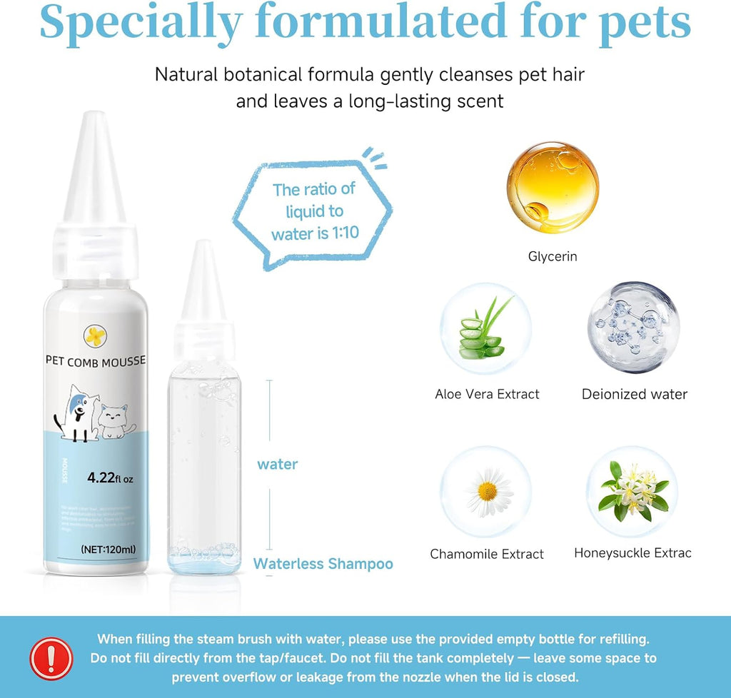 Self cleaning pet spray brush showing the easy hair removal button mechanism.