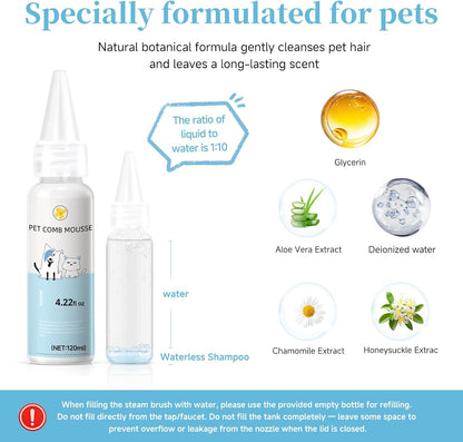 Self cleaning pet spray brush showing the easy hair removal button mechanism.
