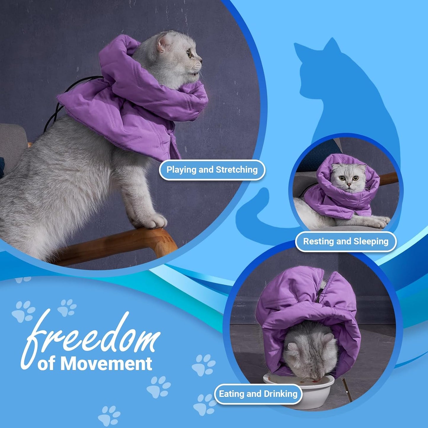 Lightweight waterproof cat neck protector cone close up view