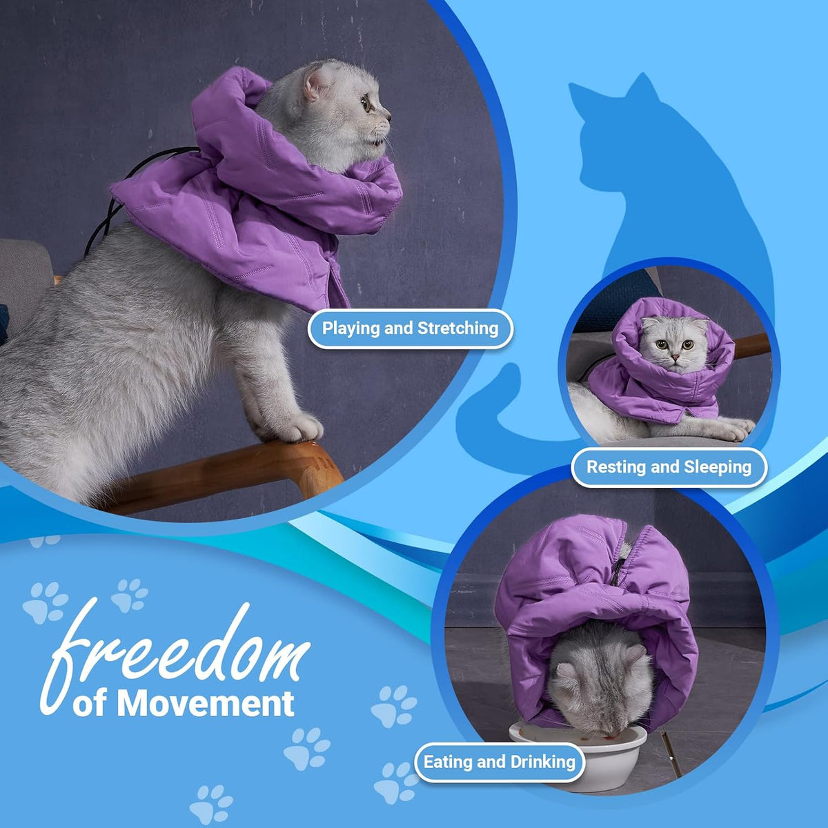 Lightweight waterproof cat neck protector cone close up view