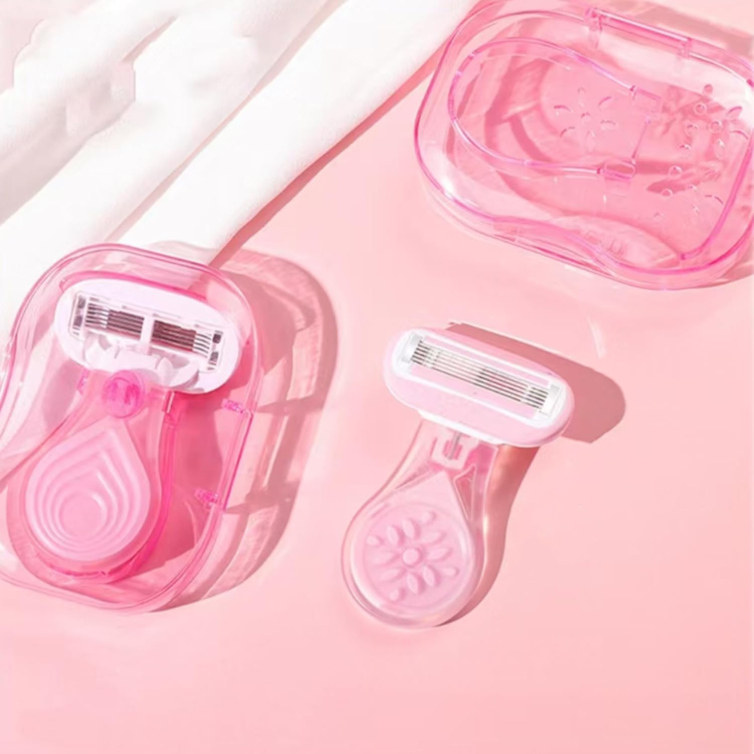 TEITEAI portable mini womens hair trimmer front view showing pink protective case