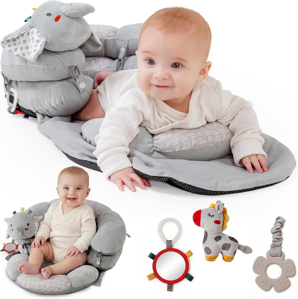 Knotly Charm 2-in-1 Tummy Time Mat and Baby Lounger front view