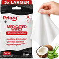 Petazy 2 Percent Chlorhexidine Medicated Wipes front packaging showcasing 50 count extra large sheets.