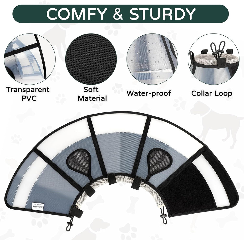 Reomore dog cone showing collar loop attachment points