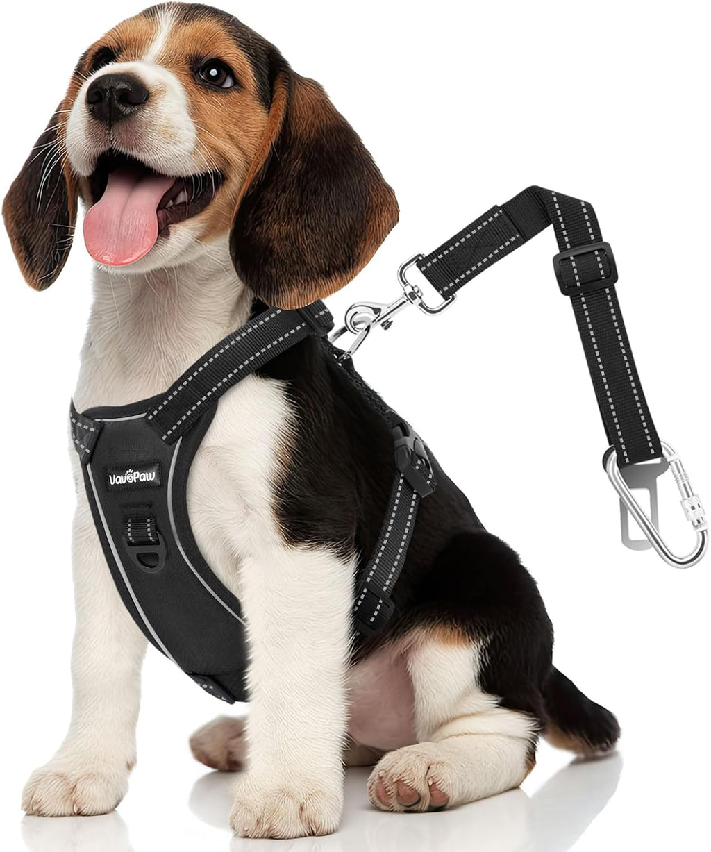 VavoPaw Dog Seat Belt, Safety Vest Dog Car Harness with Adjustable Buckle Dog Seat Belt for Vehicle Nylon Pet Safety Seat Belts Heavy Duty(L, Black) - Image 10