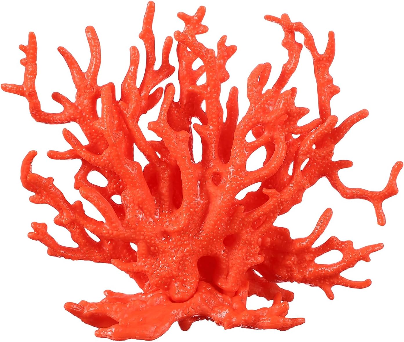Petaxcell Aquarium Coral Decoration front view of orange artificial fish tank ornament.