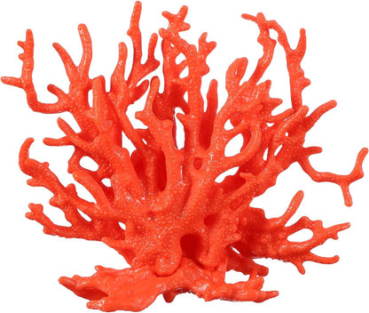 Petaxcell Aquarium Coral Decoration front view of orange artificial fish tank ornament.