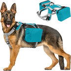 Dora Bridal dog backpack harness in blue large front view on a german shepherd