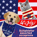 QIRUIMI American flag pet triangle bibs two pack display.