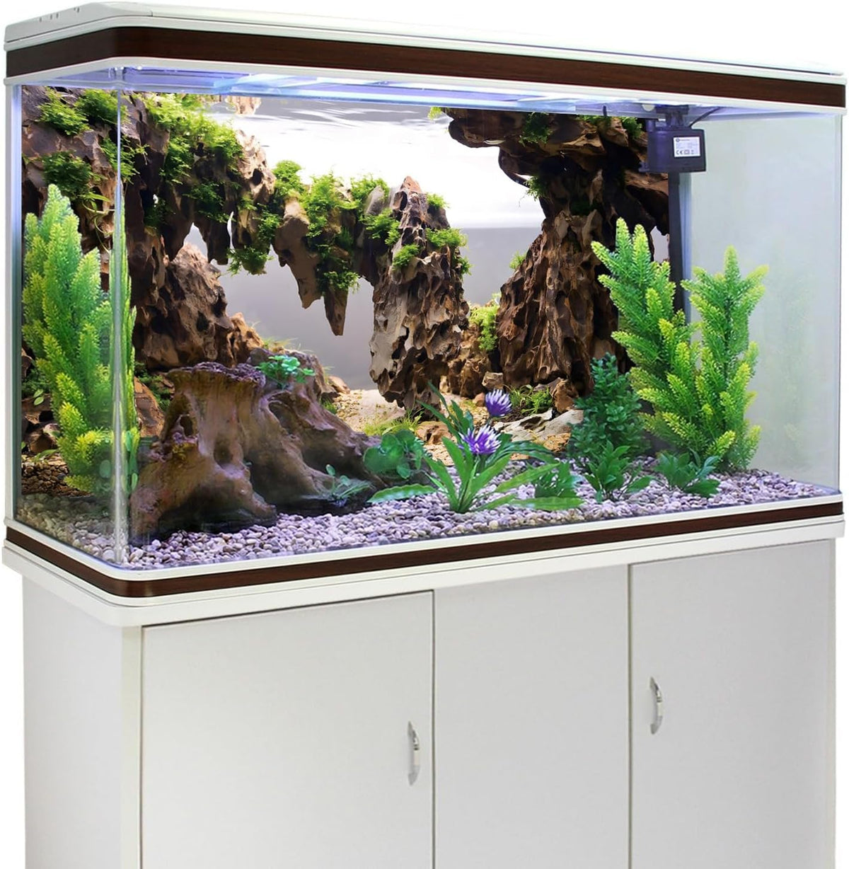 Aquatic plant and seaweed lake scenery print on fish tank background