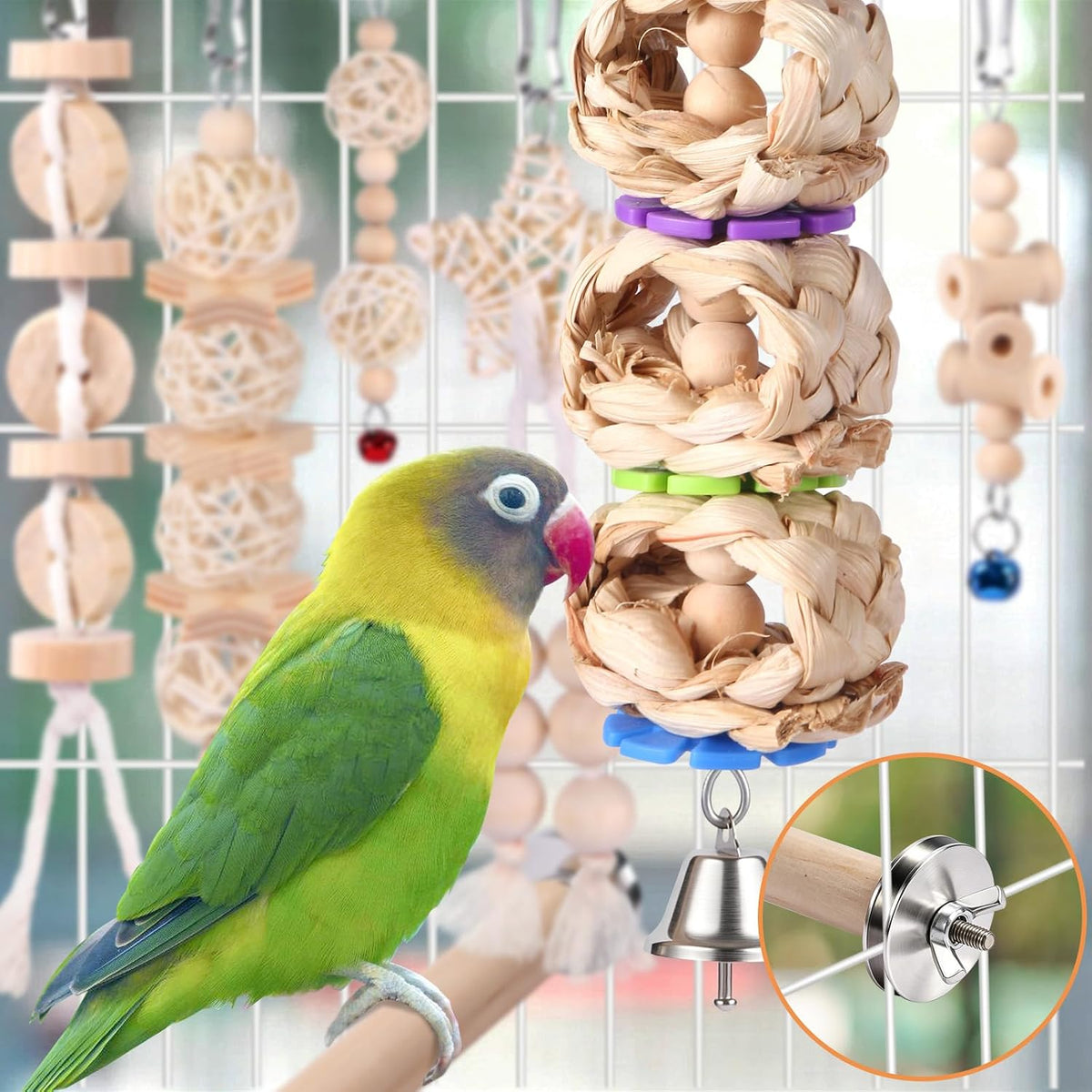 Uyoupet 9pcs bird toy bundle packaged for small birds