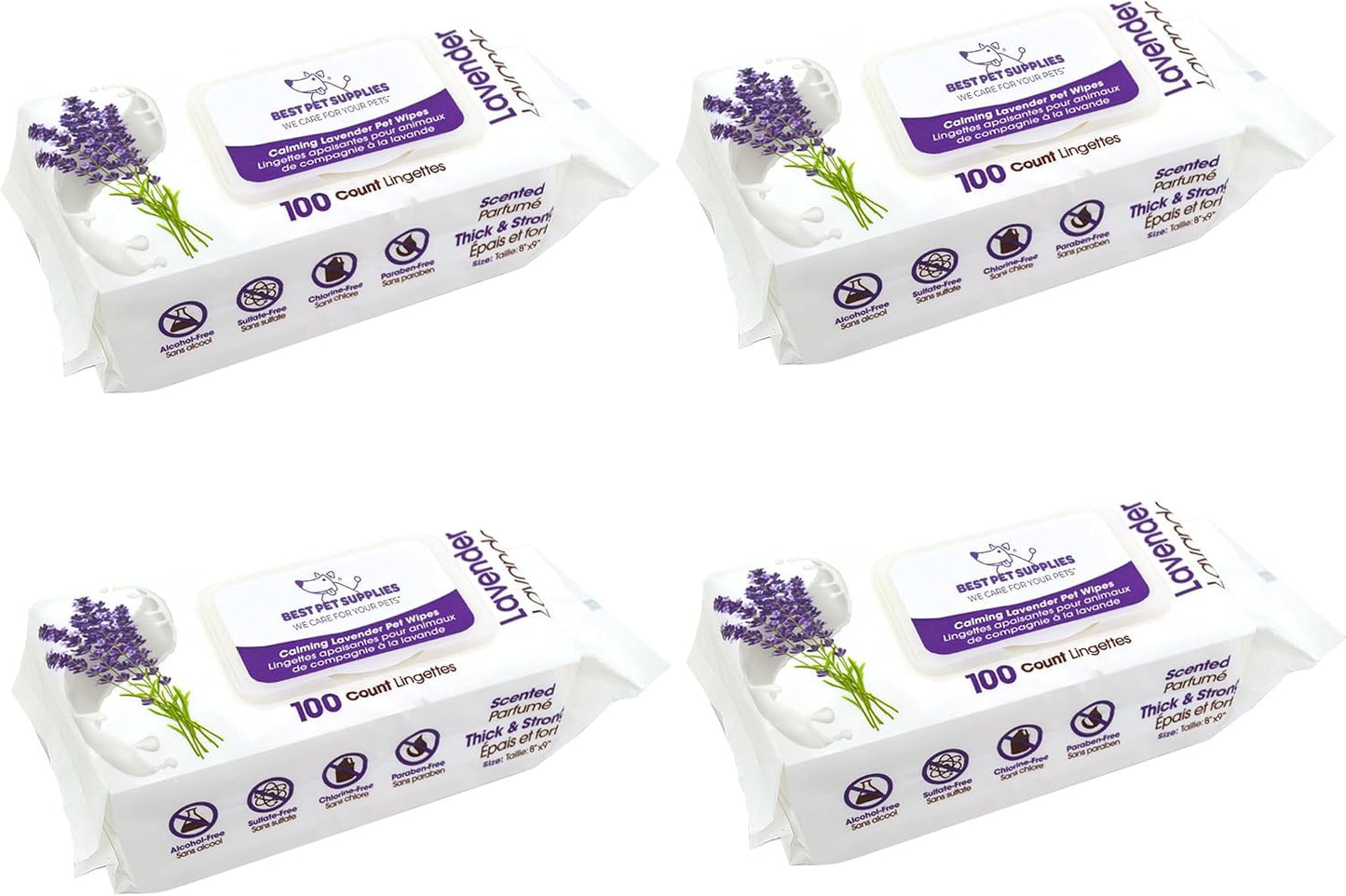 Best Pet Supplies 8" x 9" Large Dog Wipes - Cleaning and Deodorizing for Paws and Coat - Gentle Formula with Lavender Vitamin E for Puppies and Cats - 100 Count - Image 14