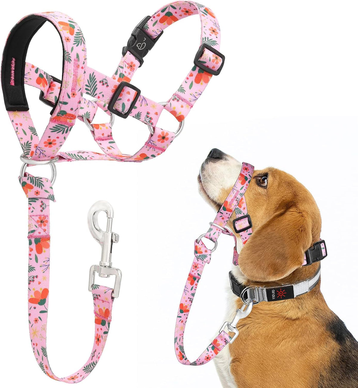 HIGO Dog Head Collar, Adjustable Head Collar for Dogs, No Pulling Head Halter, Training Nose Leash, 3 Pattern Muzzle Leash for Small Medium Large Dogs Easy Walking (Green, S) - Image 11