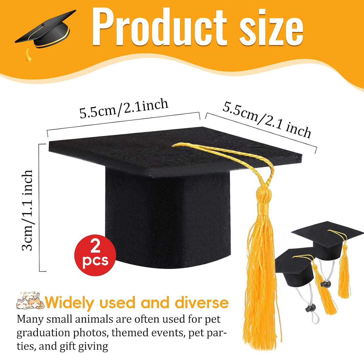 Small animal bachelor hat with yellow tassel