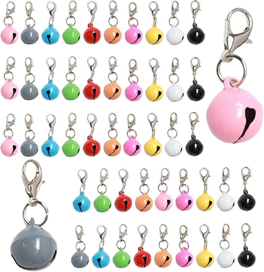 Jaczora fifty pack pet bells front view multicolor collar charms for cats and dogs