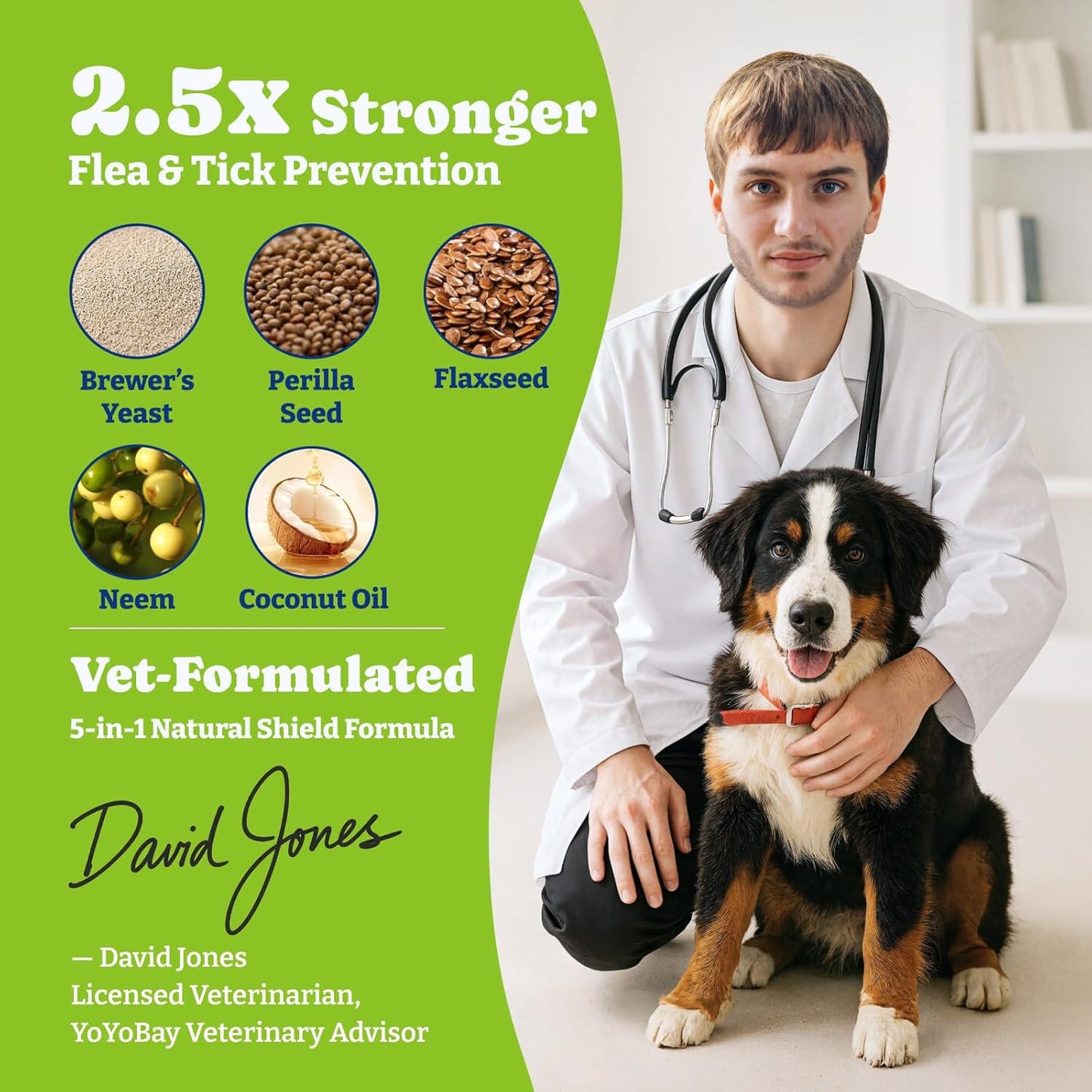YoYoBay natural dog flea and tick control supplement beef and carrot flavor
