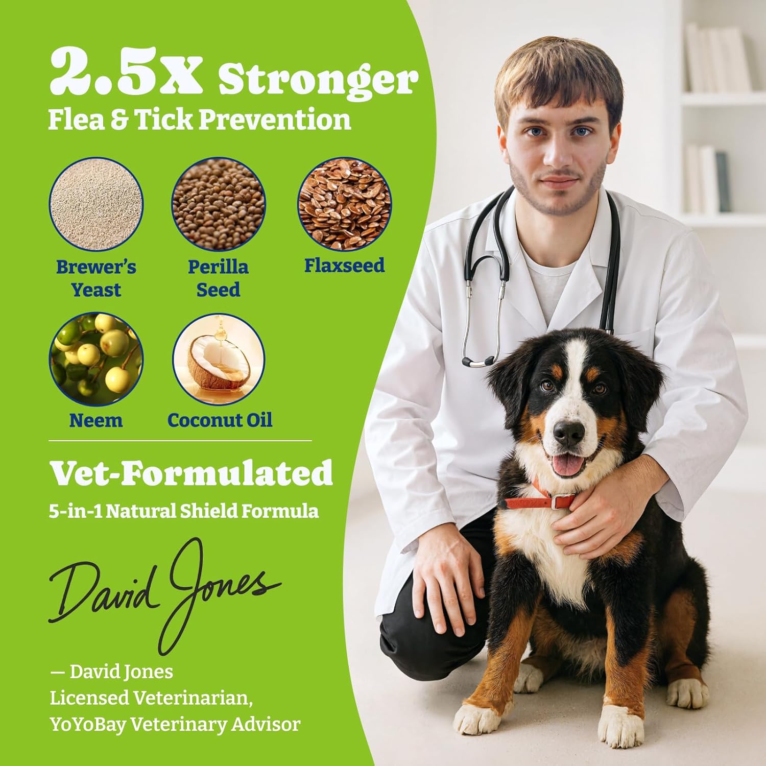 YoYoBay natural dog flea and tick control supplement beef and carrot flavor