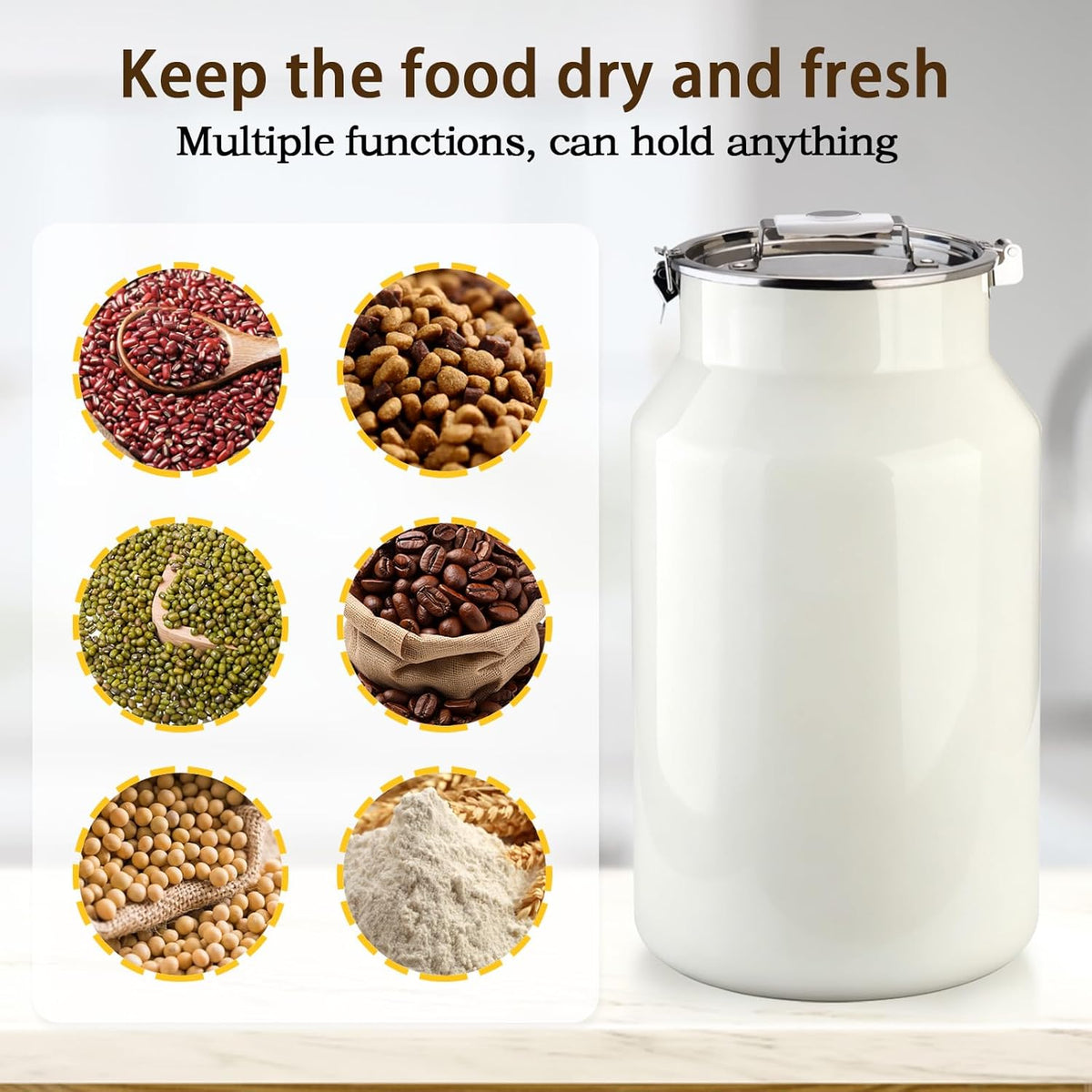 Aloxina metal pet food storage container inside view