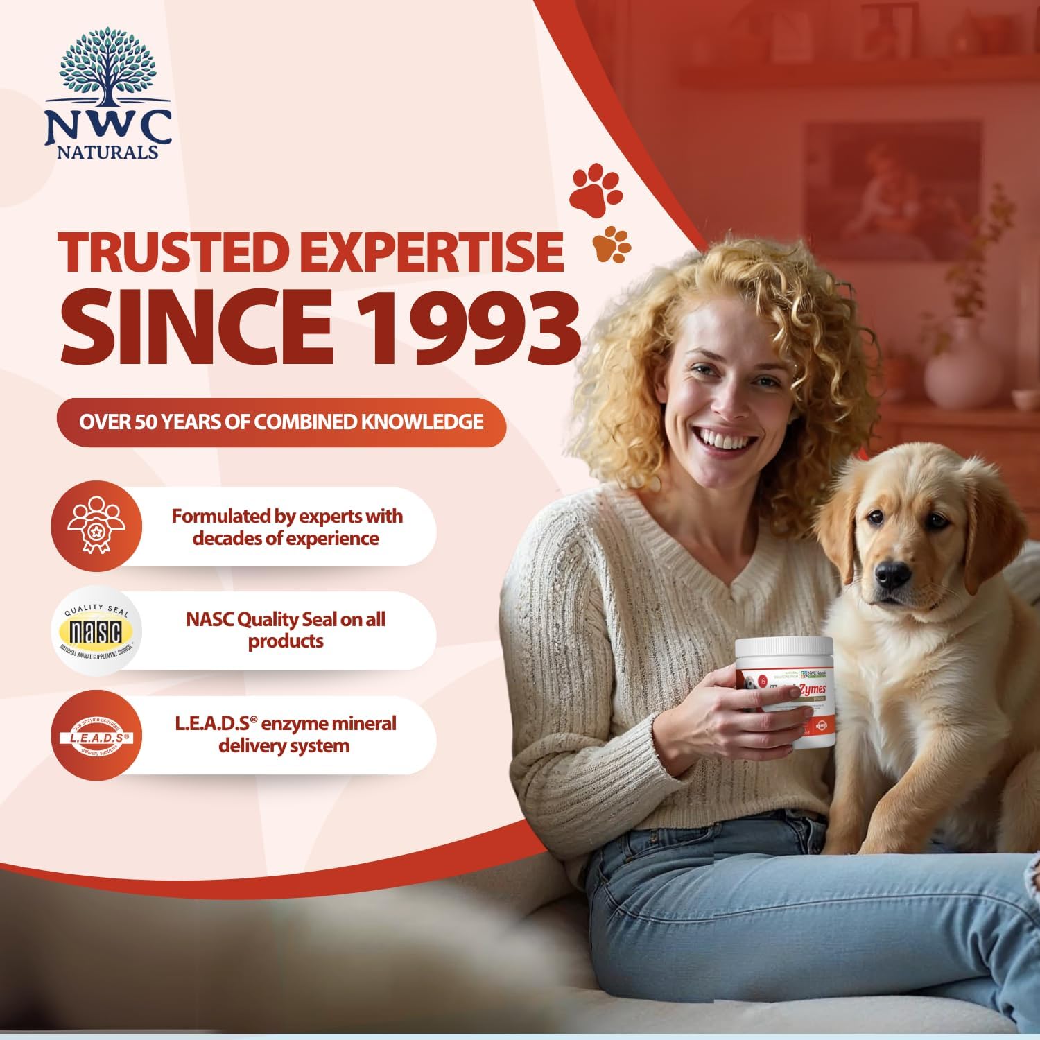 NWC Naturals 365 servings digestive enzyme powder for daily pet wellness