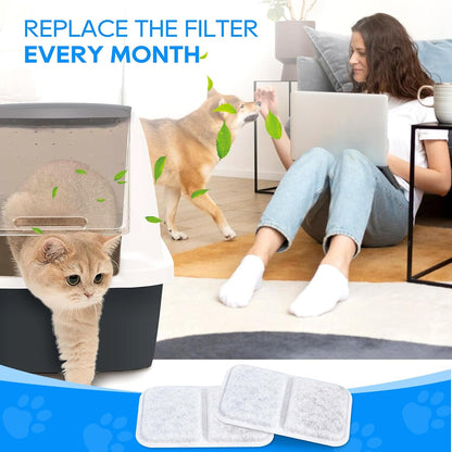 Top view of the square dual layer odor removing filter elements for domestic pet waste management.