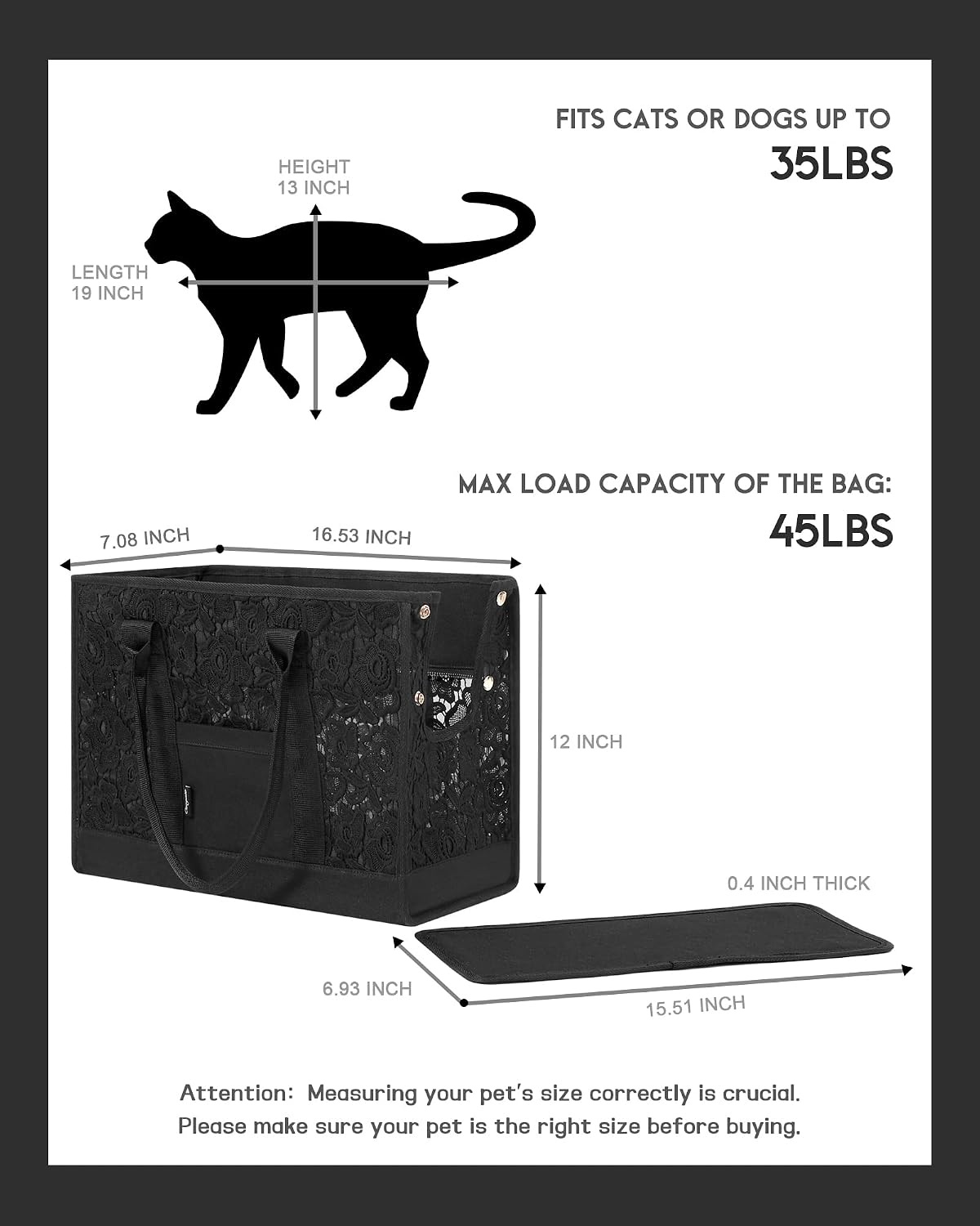 Model carrying the Caogato stylish black lace pet bag