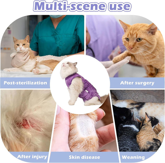 Aiieim kitten spay surgical recovery suit back closure view adjustable cat onesie