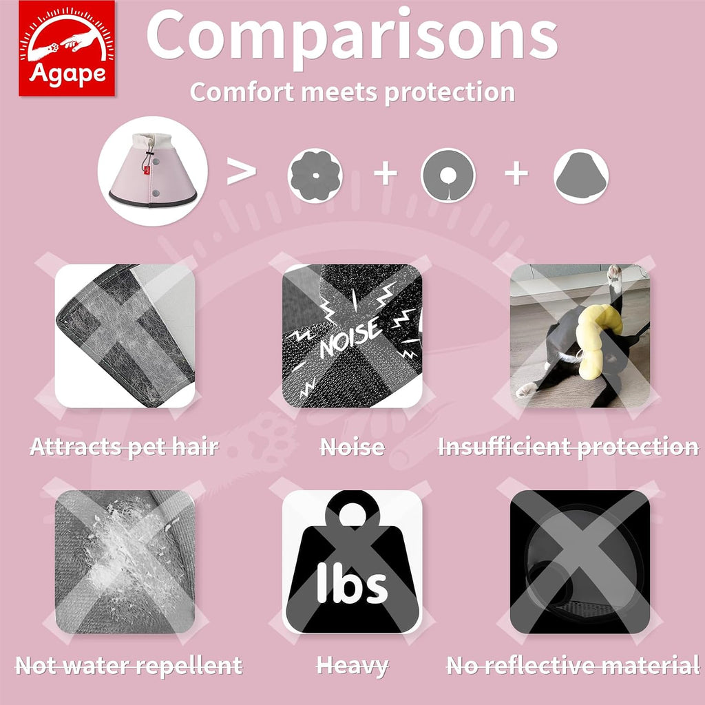 Agape comfortable soft dog collar showing adjustable drawstring toggle