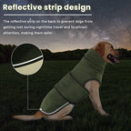 Dog wearing green Idomik anxiety hoodie in a relaxed pose