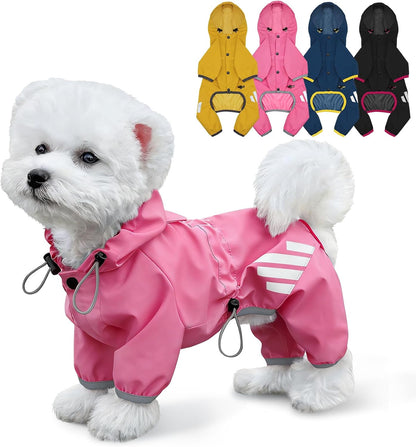 Dog Raincoat, Waterproof Dog Rain Jacket with Hood, Rain Coat with Leash Hole, Reflective Strap for Small Medium Dogs, Lightweight Puppy Clothes(Blue,M) - Image 9
