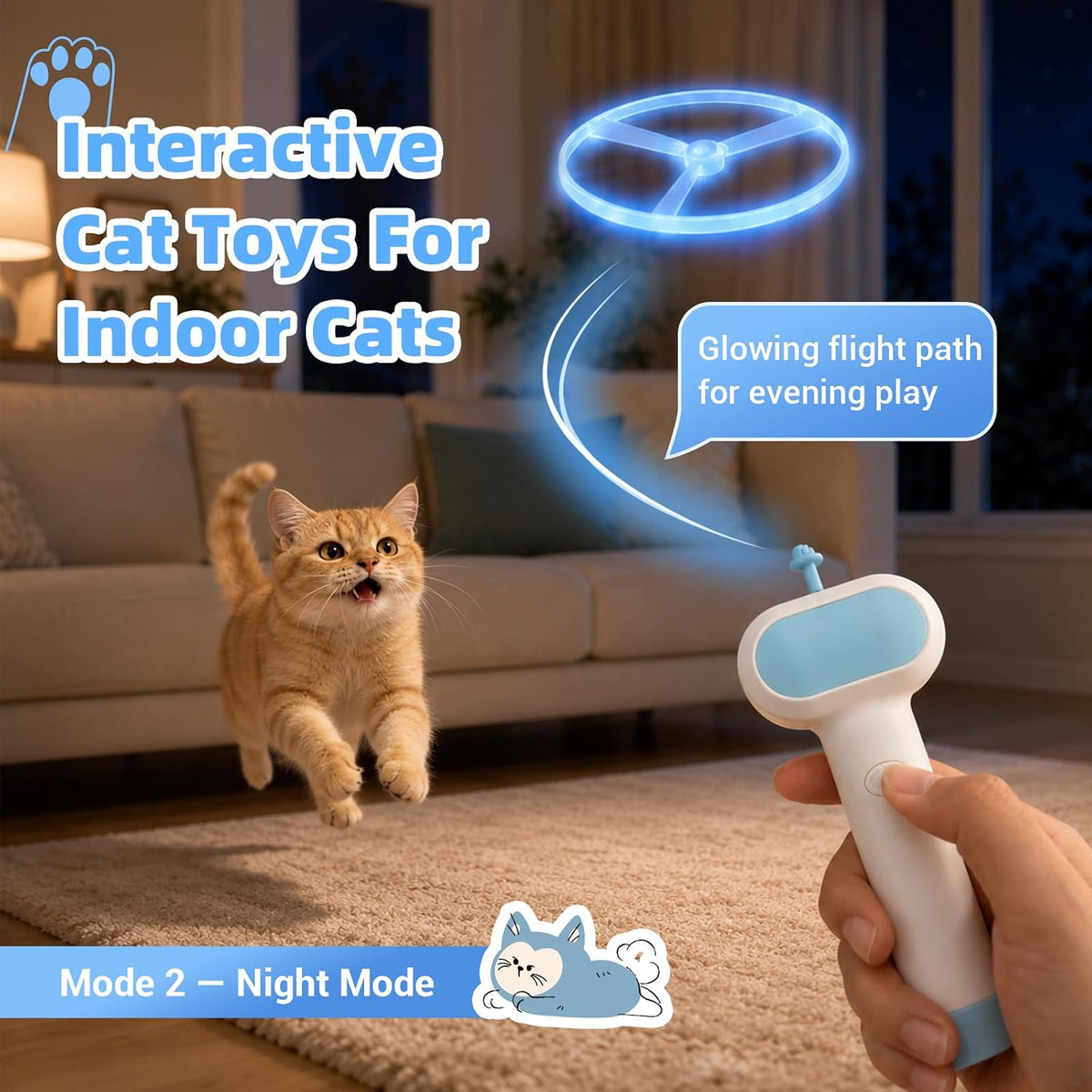 Cat Fetch Toy with Flying Disc Launcher, Rechargeable & Large-capacity - Image 4